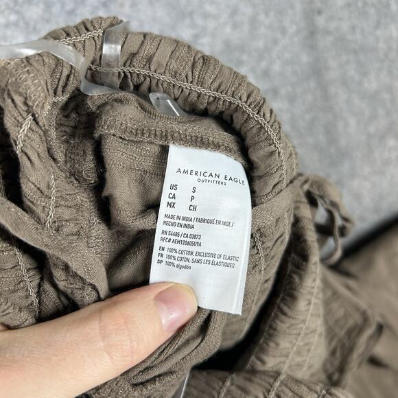 American Eagle Bella Jumpsuit Small Wide Leg Brown Striped Cotton Tie Straps - Picture 9 of 11